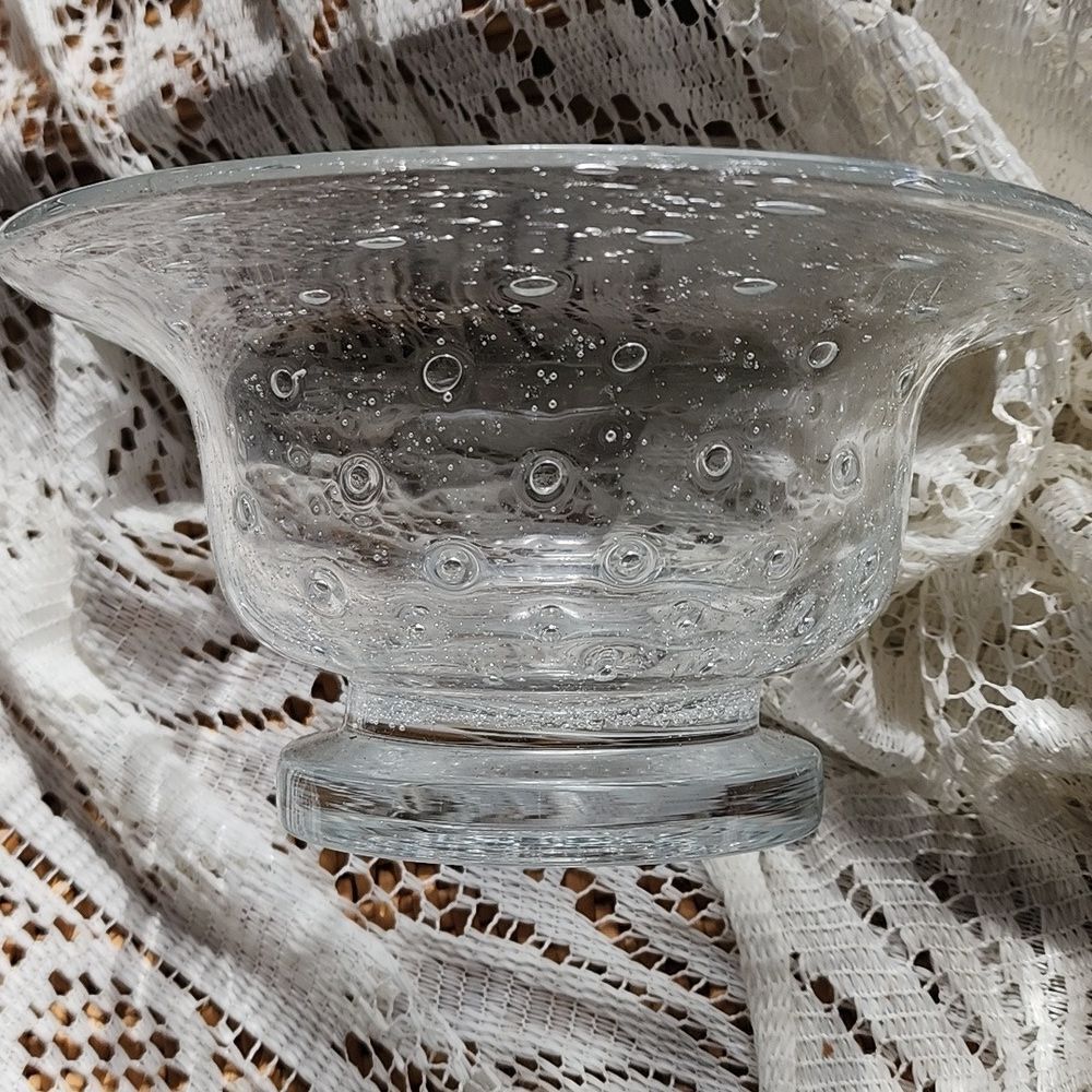 Bubble Glass Art Glass Footed Bowl